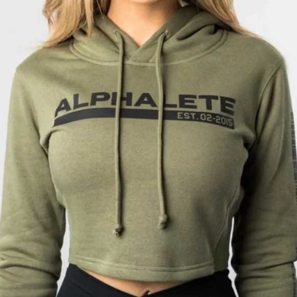 Alphalete Tactical Army Cropped Hoodie Size Medium - Picture 2 of 11